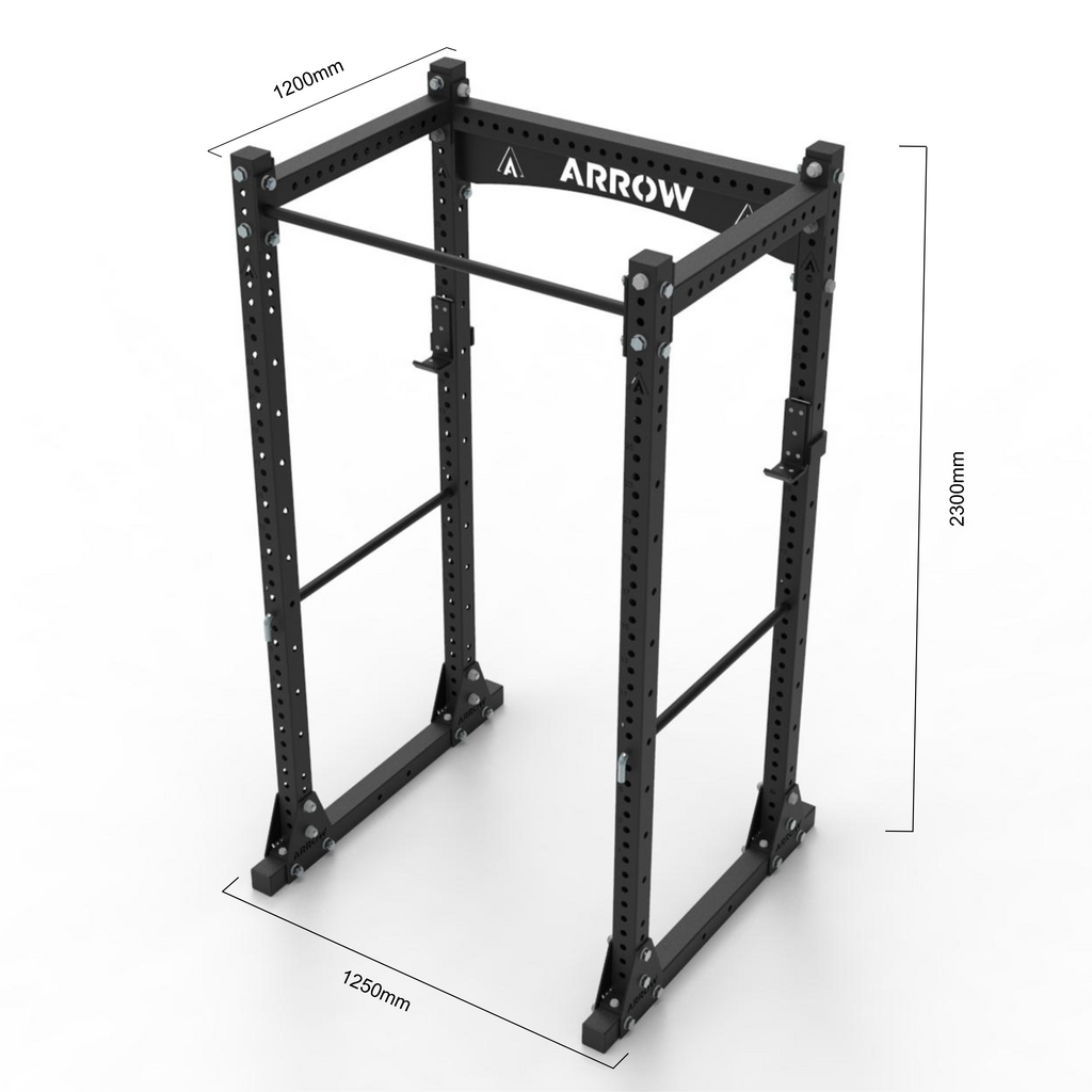 ARROW® X6 Power Cage + 50kg Rubber Coated Weight Plate Package + 6x Floor Tiles + Olympic Barbell + Bench