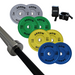 ARROW 100Kg Coloured Bumper Weight Plate + 20kg Bar + Lock Jaw Package
