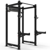 Black power rack with 'Worria' branding on a white background