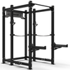 Black power rack with 'Beast' branding on a white background
