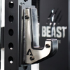 Metal hook attached to a black metal structure with 'Beast' branding in the background