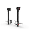 Two black weightlifting racks with 'Arrow' branding on a white background