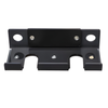 Black metal bracket with mounting holes on a white background