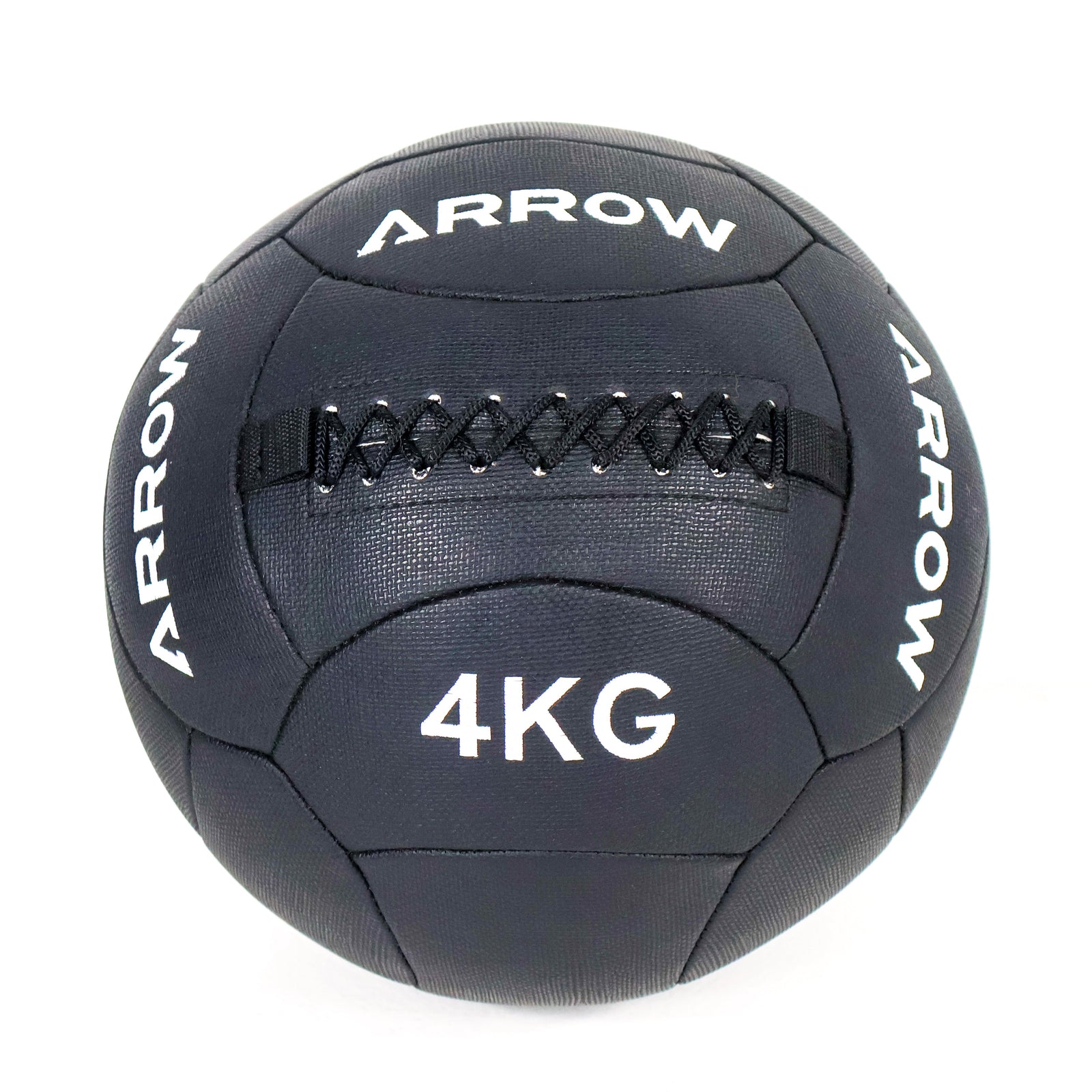 Black medicine ball with 'Arrow' branding and '4KG' marking on a white background
