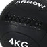 Black medicine ball with 'Arrow' branding and '4KG' marking on a white background