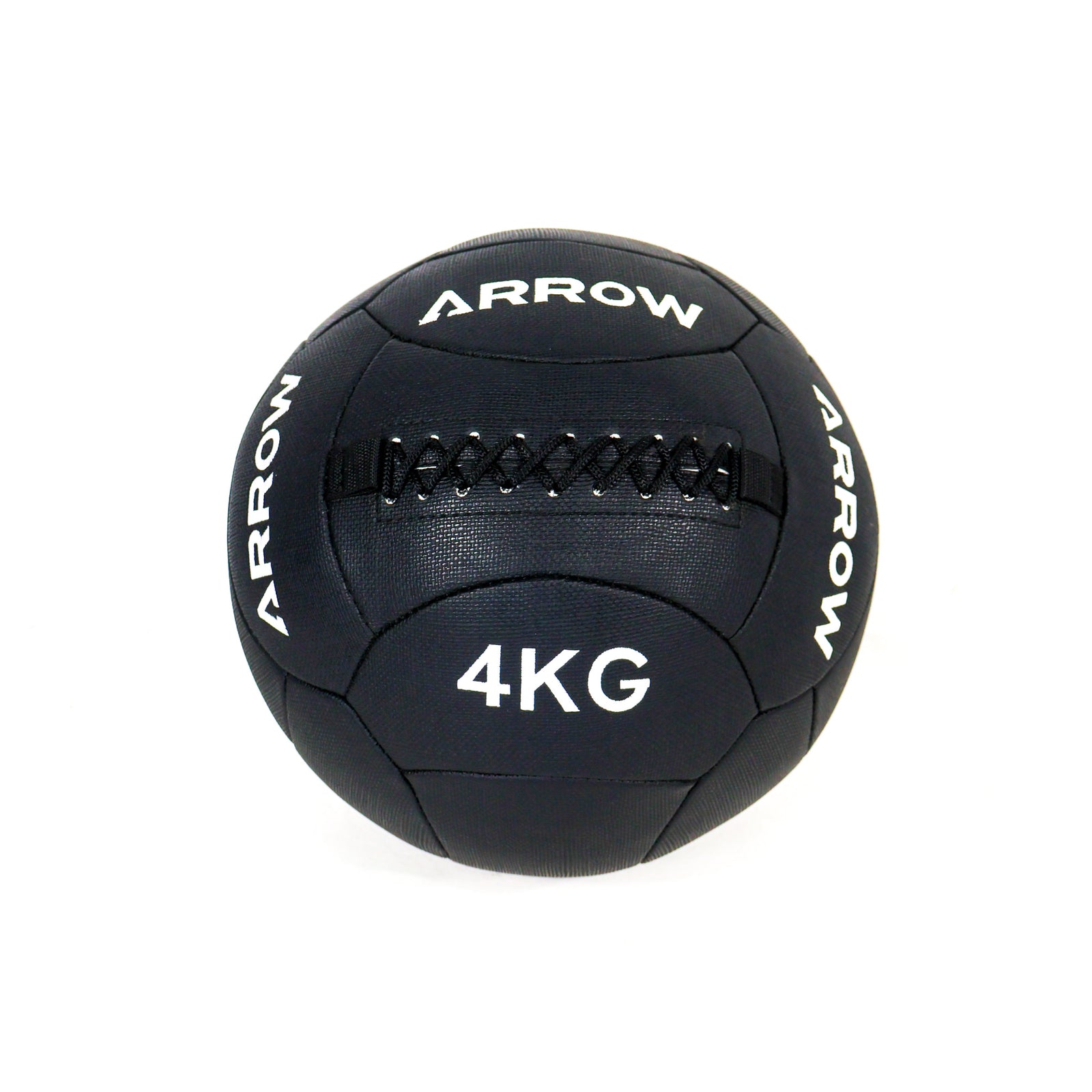 Black medicine ball with 'Arrow' branding and '4KG' marking on a white background