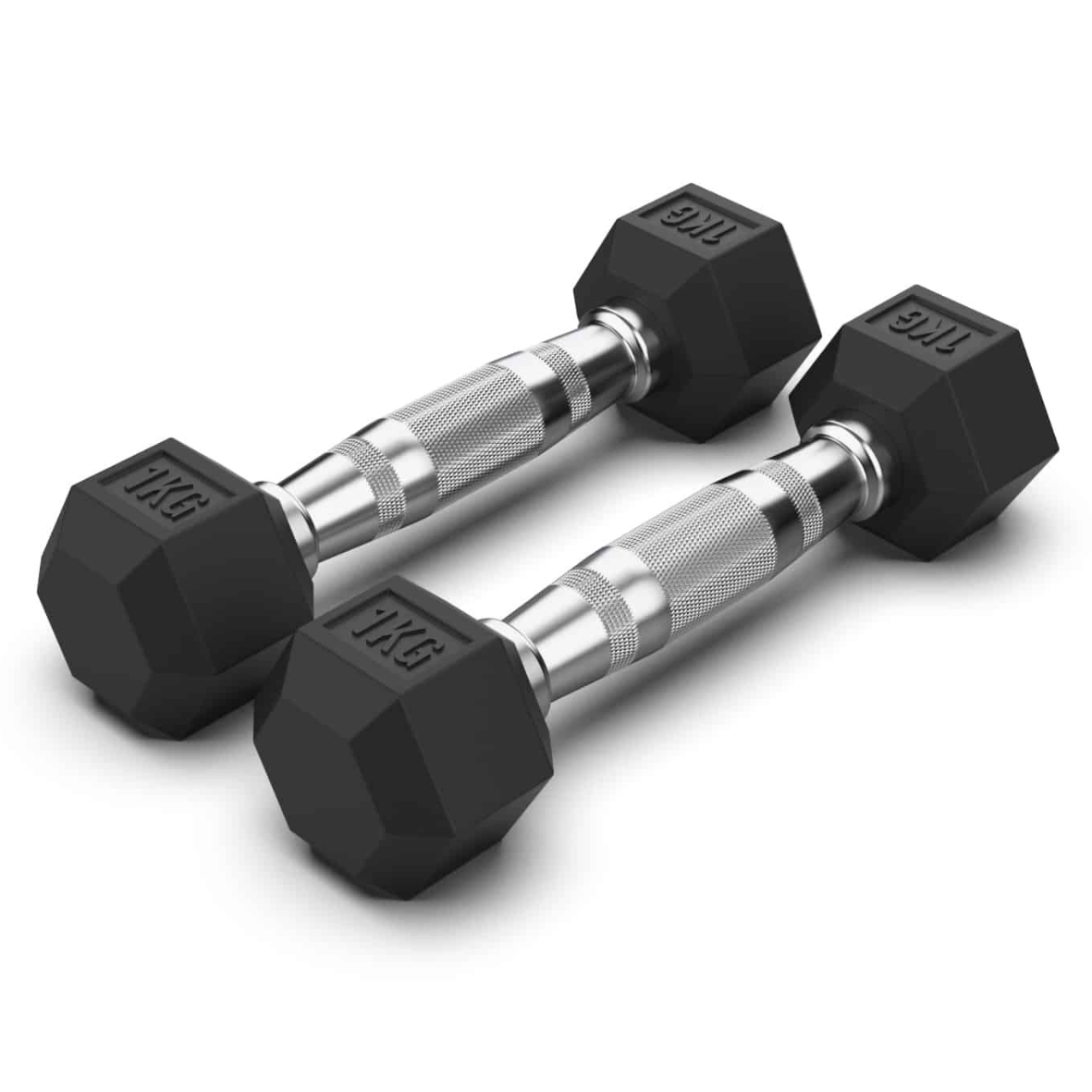 1KG Rubber Hex Dumbbell Pair