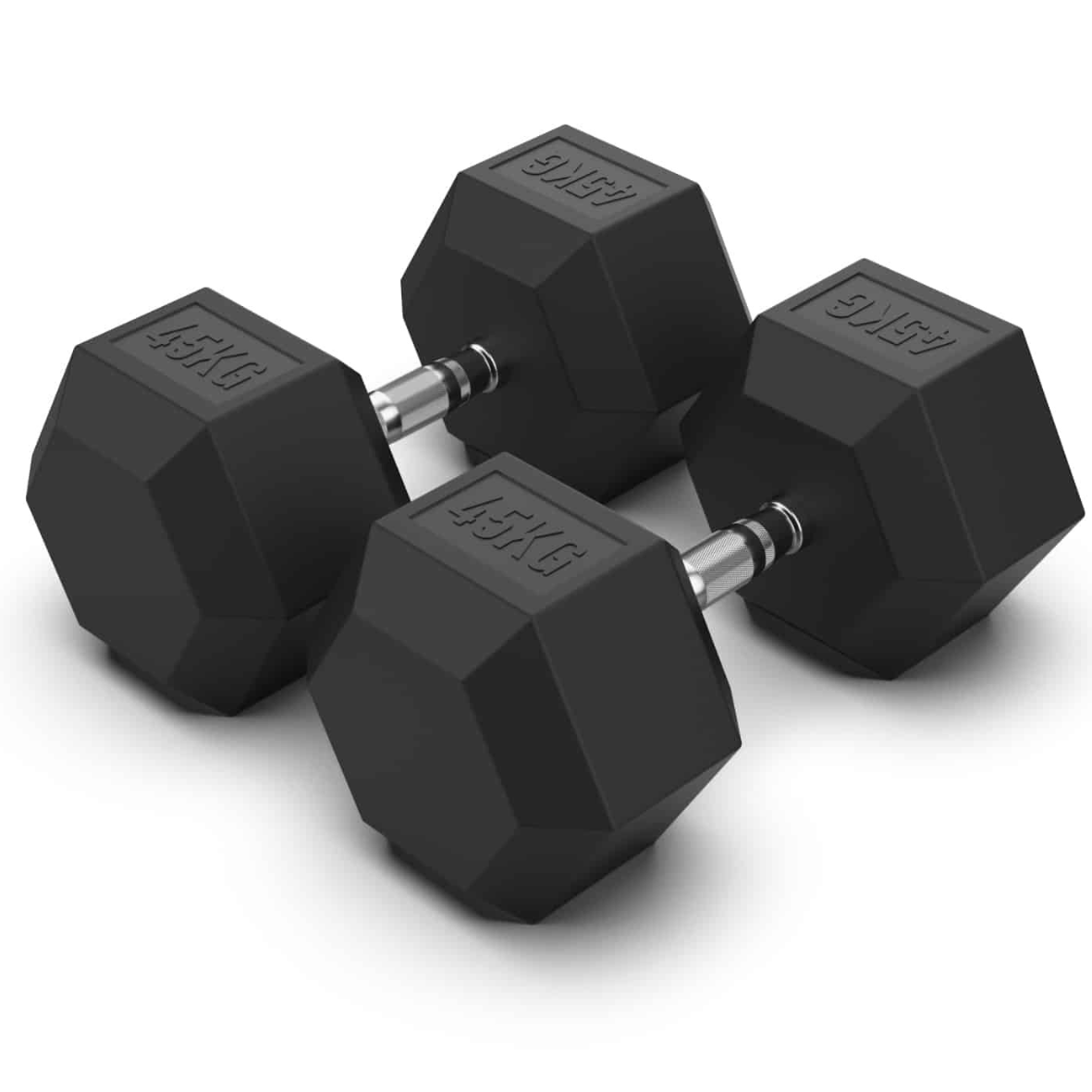 45KG Rubber Hex Dumbbell Pair