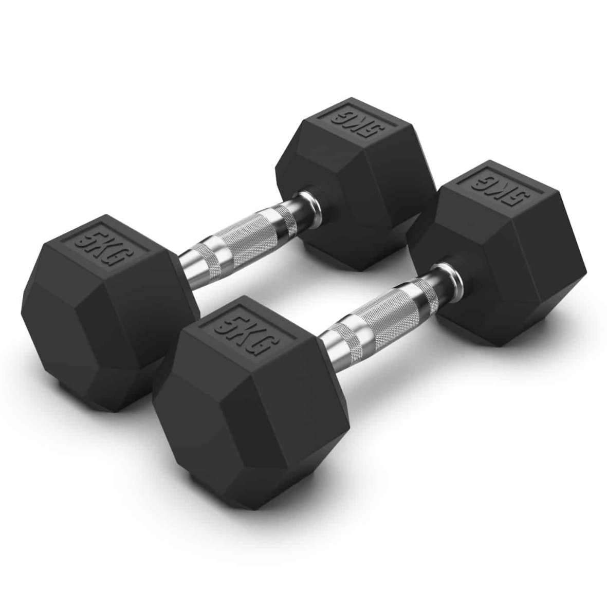 5KG Rubber Hex Dumbbell Pair