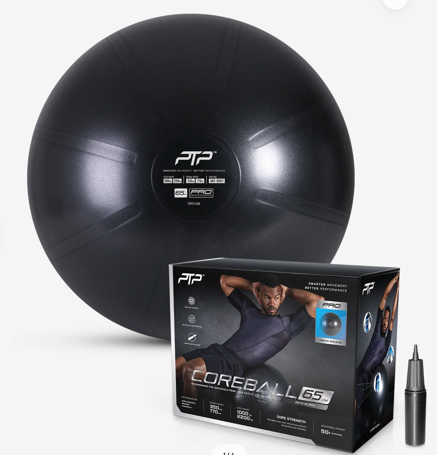PTP Coreball 65Cm W/Pump - Onyx Black