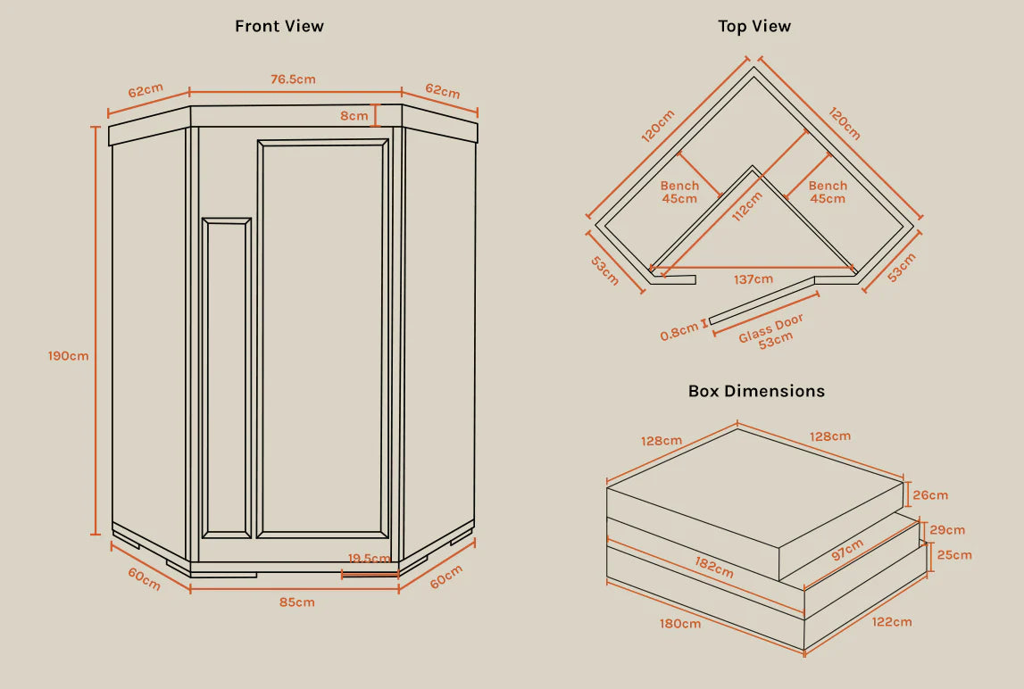 ReGen8 Duo Corner – 2 Person Infrared Sauna