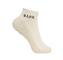 An off-white low-cut athletic sock with the brand name 'BAHE' printed in dark brown on the ankle collar, shown against a plain white background.