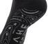 A close-up of a black sock with gray grip patterns and the brand name 'HEY' printed in gray on the side, set against a plain white background.
