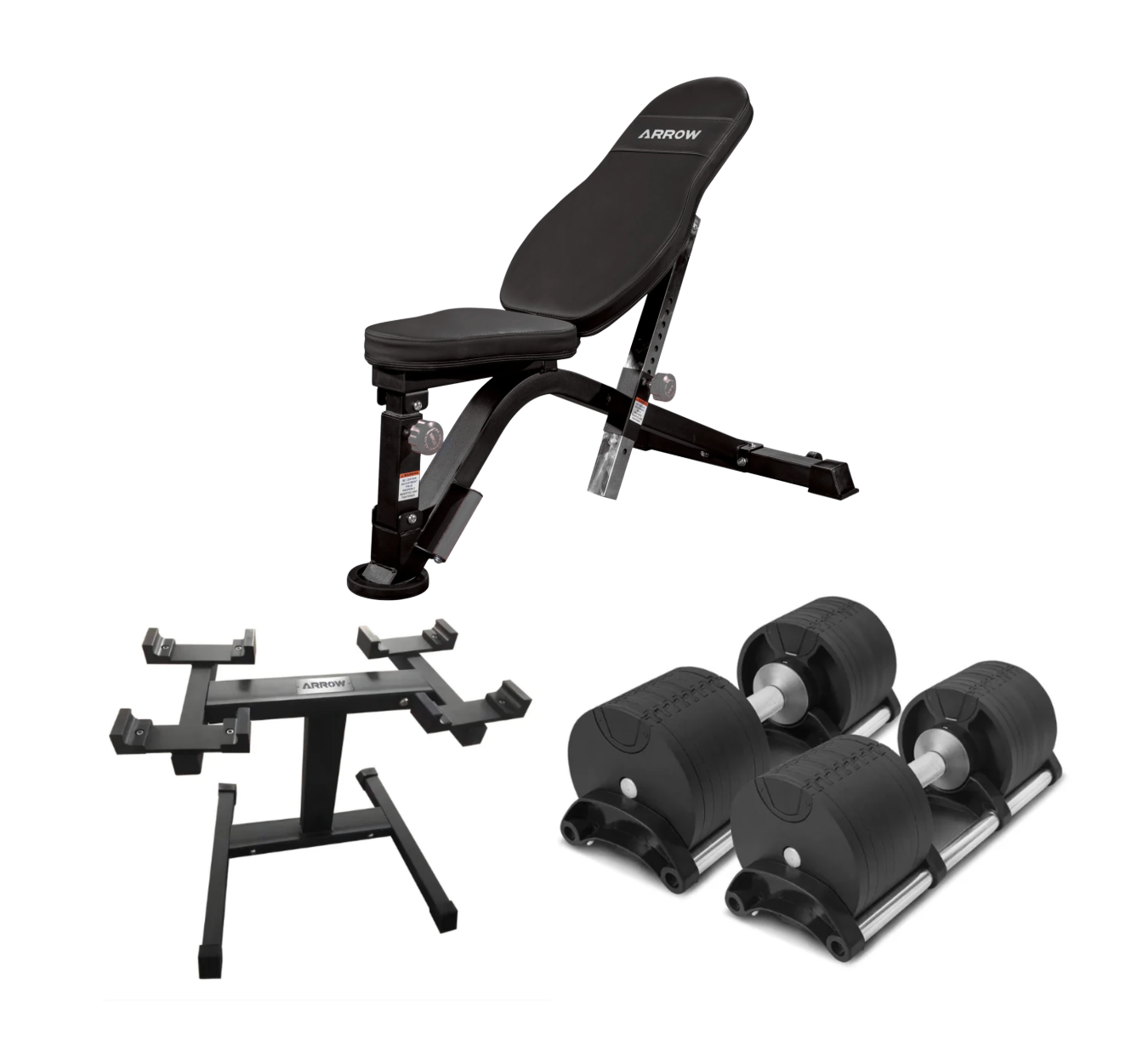 ARROW Adjustable Dumbbell And FID Bench Bundle