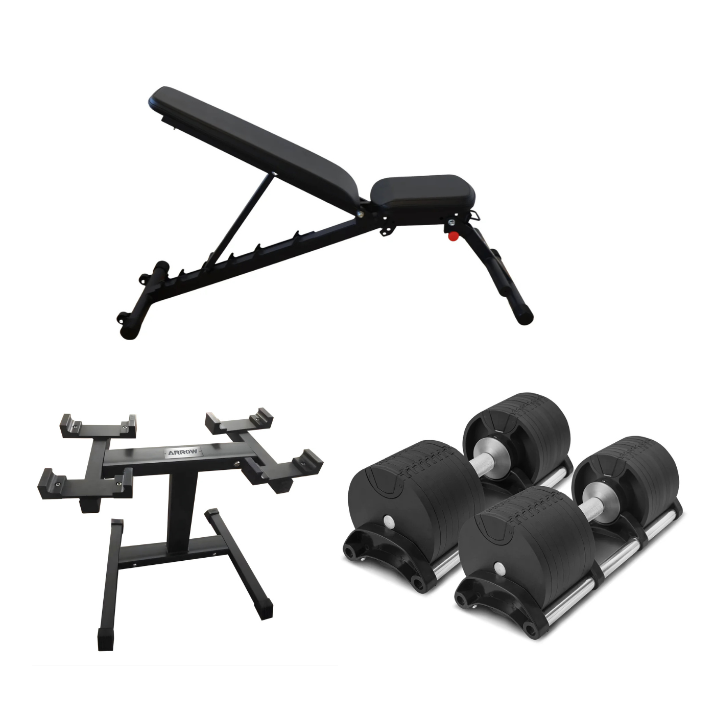 ARROW Adjustable Dumbbell And FID Bench Bundle