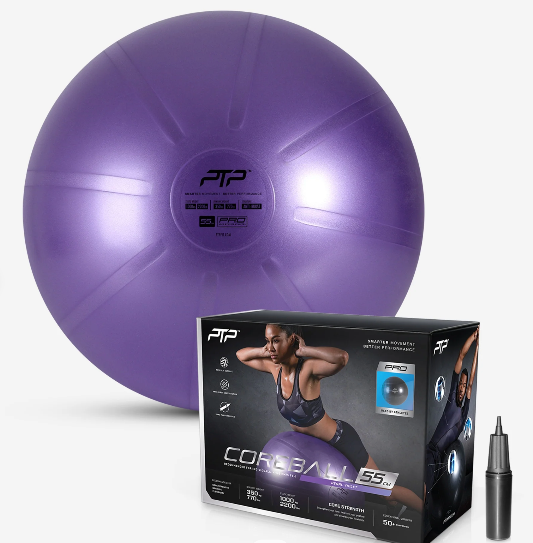 PTP Coreball 55cm W/Pump - Pearl Violet